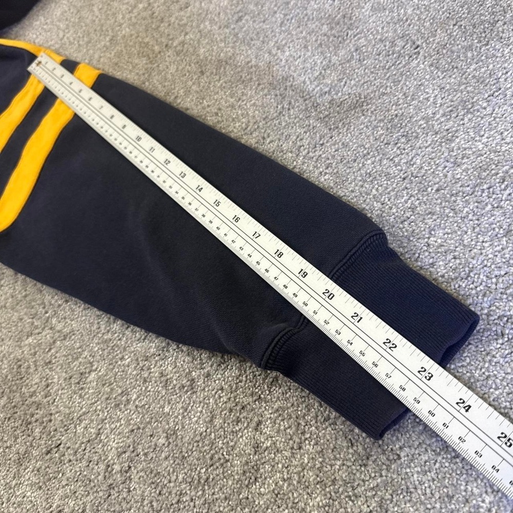 Polo Jeans Co Ralph Lauren Navy Blue Hoodie Large Yellow Stripe Pullover - Picture 5 of 6